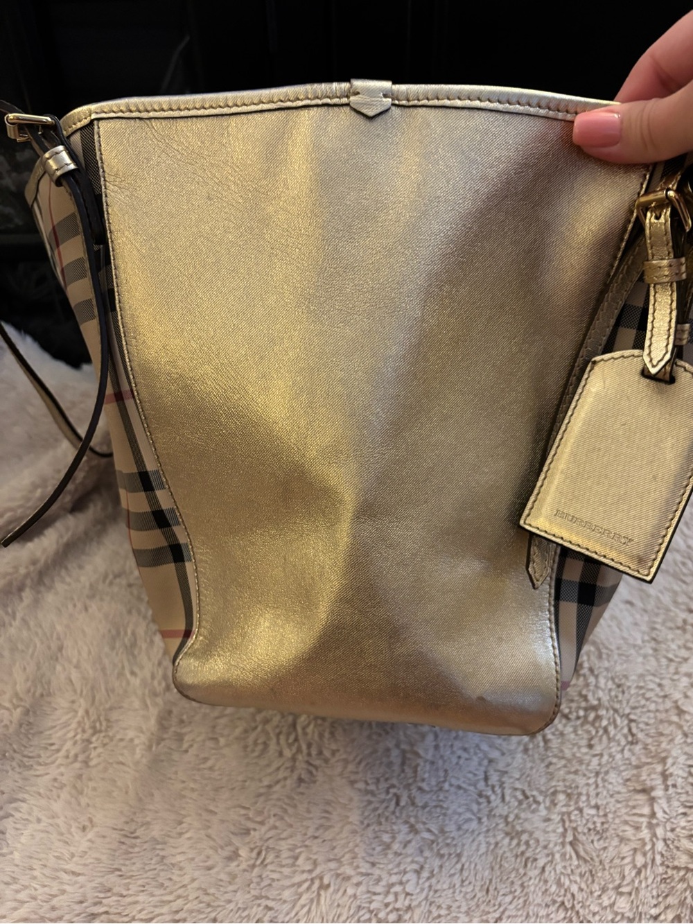 ✨RARE VINTAGE BURBERRY✨ Small Canter in Horseferry Check Beige Gold - Picture 16 of 16